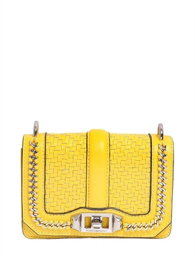 Rebecca Minkoff Mini Love Chained Woven Leather Bag, Yellow | ModeSens
