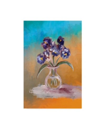 Trademark Global Lois Bryan Purple And Blue Pansies In Glass Vase Canvas Art In Multi