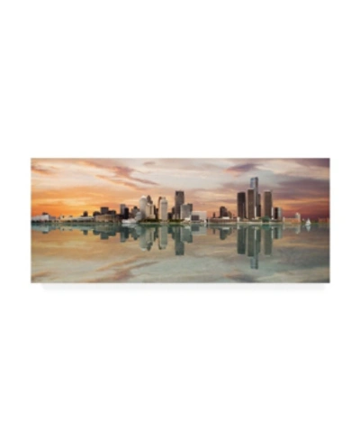 Trademark Global Monte Nagler Detroit Sunset Panorama Detroit Michigan Color Pan Canvas Art In Multi