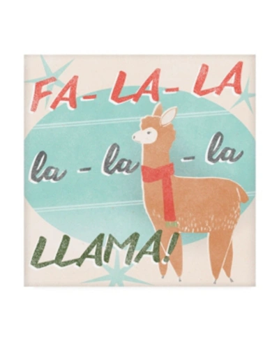 Trademark Global June Erica Vess Llama Retro Christmas Iv Canvas Art In Multi