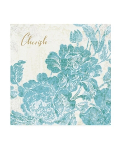 Trademark Global Sue Schlabach Toile Roses V Teal Cherish Canvas Art In Multi
