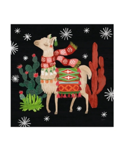 Trademark Global Mary Urban Lovely Llamas Iv Christmas Black Canvas Art In Multi