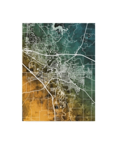 Trademark Global Michael Tompsett Iowa City Map Teal Orange Canvas Art In Multi