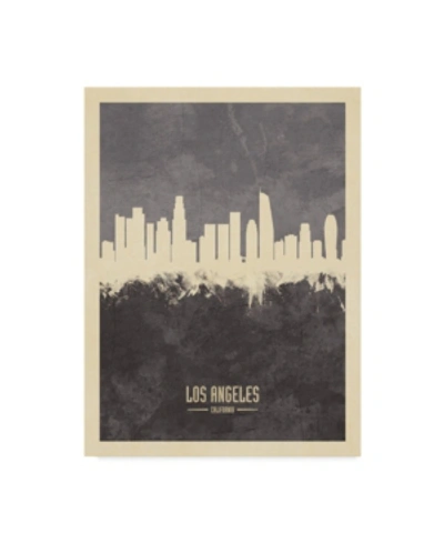 Trademark Global Michael Tompsett Los Angeles California Skyline Gray Canvas Art In Multi