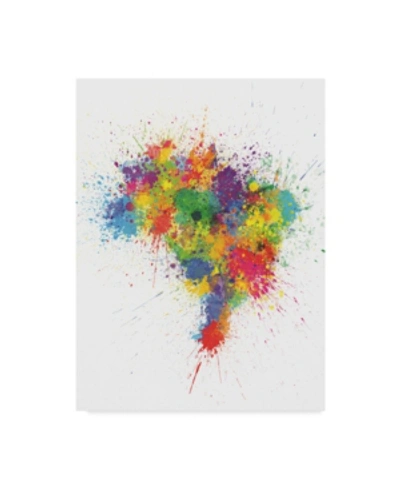 Trademark Global Michael Tompsett Brazil Paint Splashes Map Canvas Art In Multi