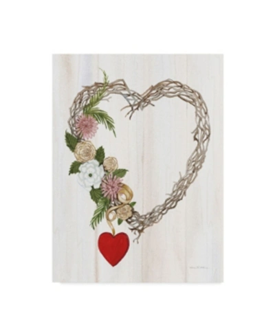 Trademark Global Kathleen Parr Mckenna Rustic Valentine Heart Wreath I Canvas Art In Multi