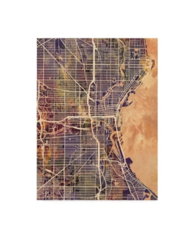 Trademark Global Michael Tompsett Milwaukee Wisconsin City Map Ii Canvas Art In Multi