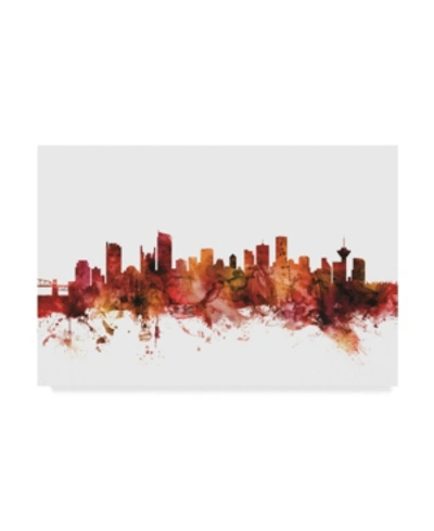 Trademark Global Michael Tompsett Vancouver Canada Skyline Red Canvas Art In Multi