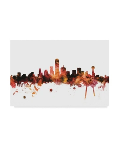 Trademark Global Michael Tompsett Dallas Texas Skyline Red Canvas Art In Multi