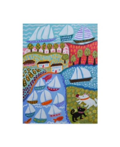 Trademark Global Karen Fields Dogs And Sailboats Canvas Art In Multi