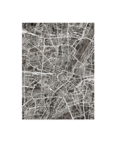 Trademark Global Michael Tompsett Munich Germany City Map Black Canvas Art In Multi