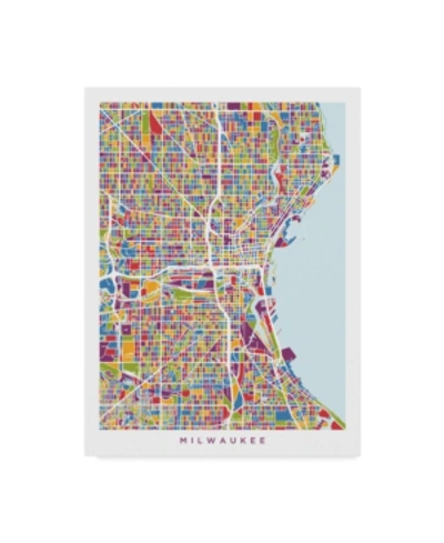 Trademark Global Michael Tompsett Milwaukee Wisconsin City Map Canvas Art In Multi