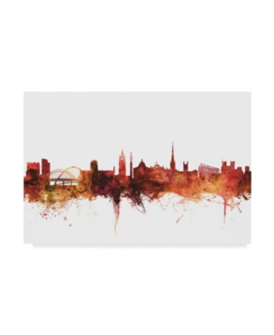 Trademark Global Michael Tompsett Newcastle England Skyline Red Canvas Art In Multi