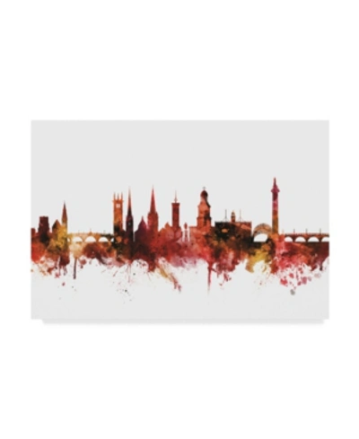 Trademark Global Michael Tompsett Shrewsbury England Skyline Red Canvas Art In Multi