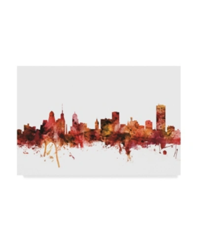 Trademark Global Michael Tompsett Buffalo New York Skyline Red Canvas Art In Multi