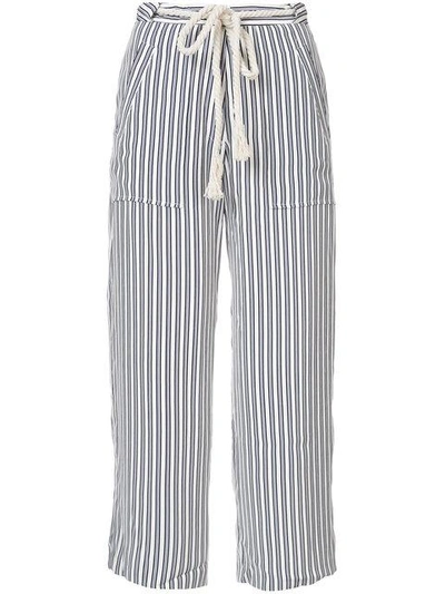 Jenni Kayne Drawstring Crop Pants In Ivory/black/blue