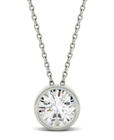 Charles & Colvard Moissanite Bezel Solitaire Pendant (1/2 Ct. T.w. Diamond Equivalent) In 14k White Or Yellow Gold In White Gold