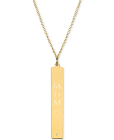 Sarah Chloe Diamond Accent Mom Bar Pendant Necklace In 14k Gold Over Silver, 18" (also Available In Sterling Sil