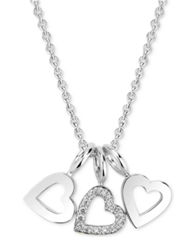 Sarah Chloe Diamond Accent Triple Heart Charm Pendant Necklace In 14k Gold-plated Sterling Silver, 18"
