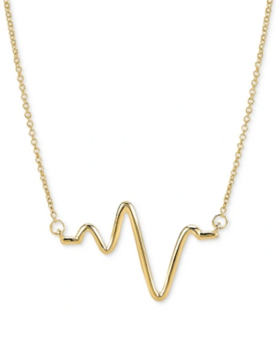 Sarah Chloe Large Heartbeat Pendant Necklace, 16" + 2" Extender, Available In Sterling Silver Or 14k Gold Plated In Gold Over Silver