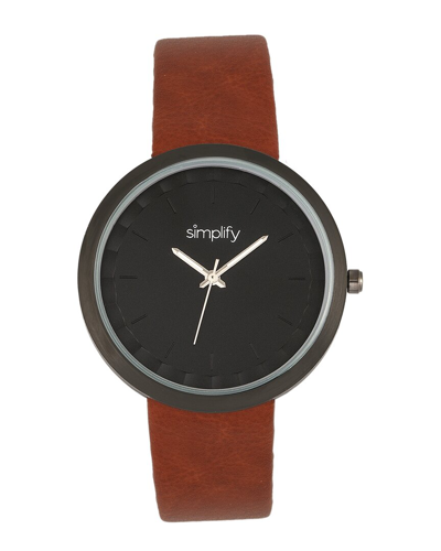 Simplify Quartz The 6000 Light Brown Leatherette Watch 43mm