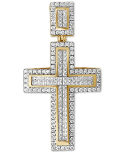 Macy's Men's Diamond Cross Pendant (3 Ct T.w.) In 10k Gold In Yellow Gold