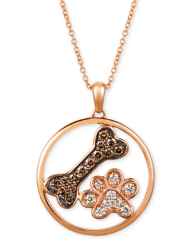 Le Vian I Love Dogs Collection 20" Pendant Necklace (3/8 Ct. T.w.) In 14k Rose Gold