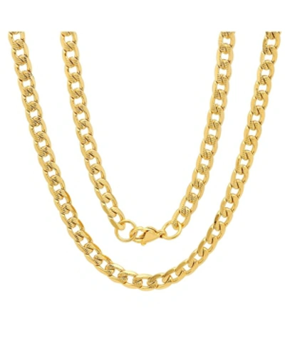 Steeltime Men's 18k Gold Plated Stainless Steel Accented 8mm Cuban Chain 24" Necklaces