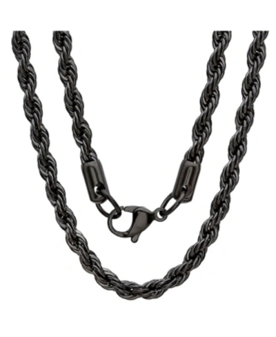 Steeltime Men's Black Ip Plated Stainless Steel Rope Chain 30" Necklace