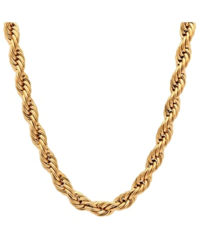 Steeltime Men's 18k Gold Plated Stainless Steel Rope Chain 30" Necklace