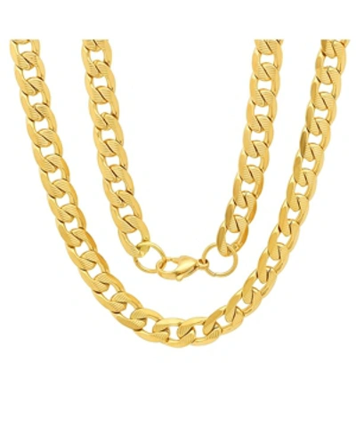 Steeltime Men's 18k Gold Plated Stainless Steel Accented 10mm Figaro Chain Link 24" Necklaces