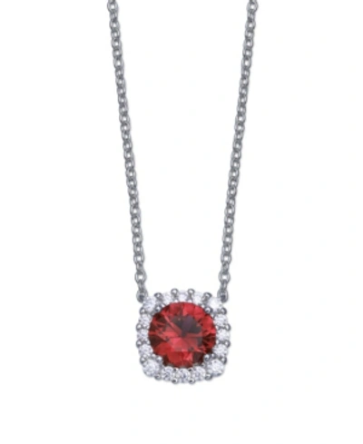 Giani Bernini Multi Colored Cubic Zirconia Cushion Shape Pendant Necklace In Sterling Silver In Burgundy