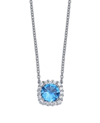 Giani Bernini Multi Colored Cubic Zirconia Cushion Shape Pendant Necklace In Sterling Silver In Blue