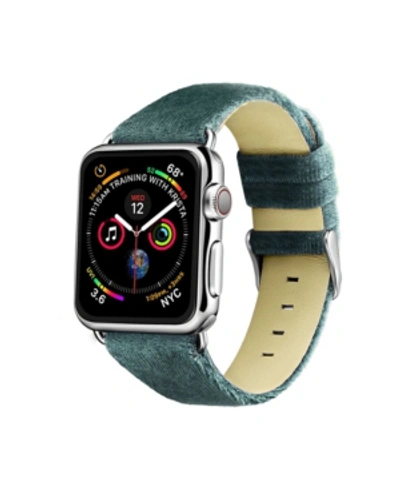 Posh Tech Men's And Women's Apple Moss Green Wool Velvet, Leather, Stainless Steel Replacement Band 40mm In Evergreen