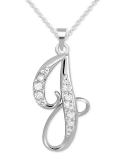 Macy's Diamond J Initial 18" Pendant Necklace (1/10 Ct. T.w.) In Sterling Silver