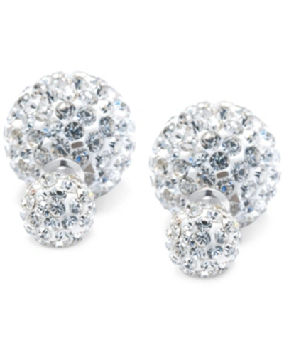 Giani Bernini Crystal Ball Front & Back Earrings In Sterling Silver, Created For Macy's