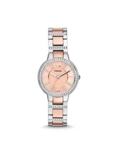 Fossil Virginia Two-tone Stainless Steel Watch 30mm In Rose Gold
