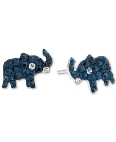 Giani Bernini Crystal Pave Elephant Stud Earrings In Sterling Silver, Created For Macy's In Blue