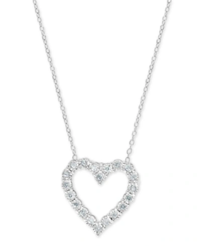 Effy Collection Effy Diamond Heart 18" Pendant Necklace (1/4 Ct. T.w.) In Sterling Silver Or 14k Gold-plated Sterlin