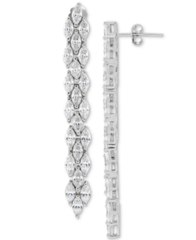 Arabella Cubic Zirconia Linear Drop Earrings In Sterling Silver