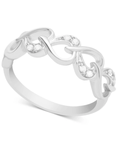 Macy's Diamond Heart Chain Ring (1/10 Ct. T.w.) In Sterling Silver