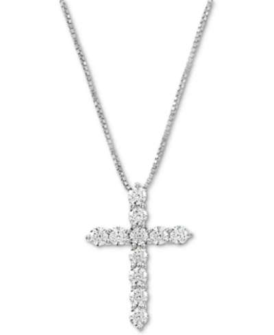 Arabella Cubic Zirconia Cross 18" Pendant Necklace In Silver