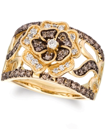 Le Vian Nude Diamond & Chocolate Diamond Flower Statement Ring (7/8 Ct. T.w.) In 14k Gold In Yellow Gold