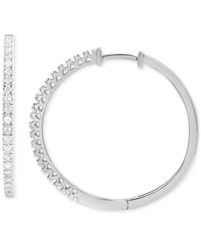 Macy's Diamond Small Hoop Earrings (1/4 Ct. T.w.) In Sterling Silver
