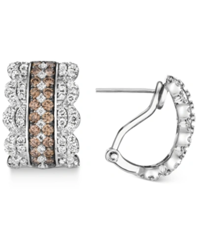 Le Vian Nude Diamond (1 Ct. T.w.) & Chocolate Diamond (1 Ct. T.w.) Hoop Earrings In 14k White Gold