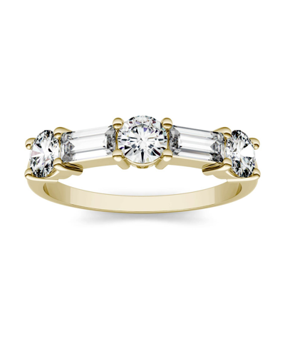 Charles & Colvard Moissanite Round And Baguette Stackable Ring 1-1/6 Ct. Tw. Diamond Equivalent In 14k Gold