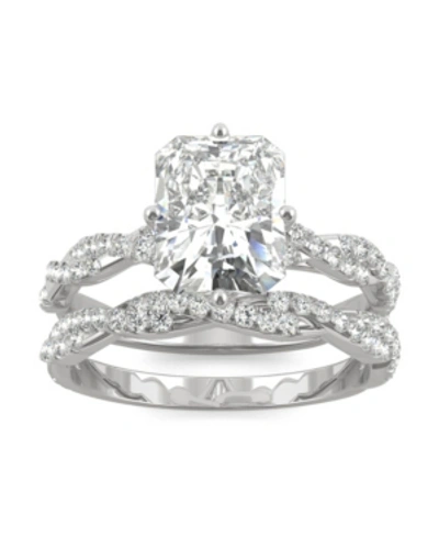Charles & Colvard Moissanite Radiant Bridal Set 3-3/8 Ct. T.w. Diamond Equivalent In 14k White Gold