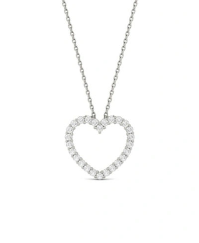 Charles & Colvard Moissanite Heart Pendant 3/8 Ct. T.w. Diamond Equivalent In 14k White Gold