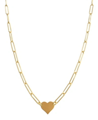 Adornia Heart Necklace With Paperclip Chain In Yellow Gold-tone