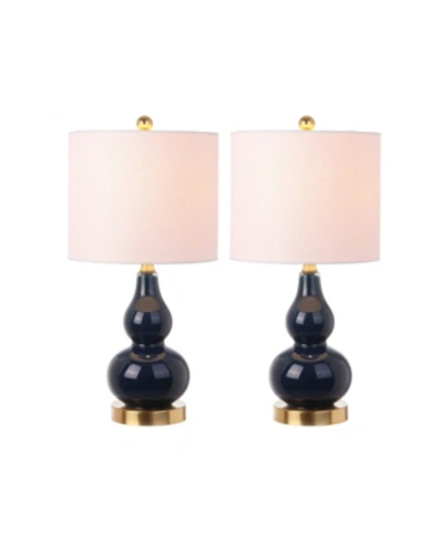 Jonathan Y Anya Mini Glass Table Lamp, Set Of 2 In Blue